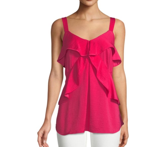 Michael Kors Deep Pink Ruffle Tiered Top - Picture 10 of 10
